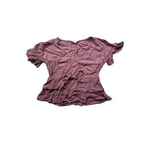 Sim And Sam Mauve‎ Short Sleeve Blouse w/Tied Waist & Ruffled Bottom XS